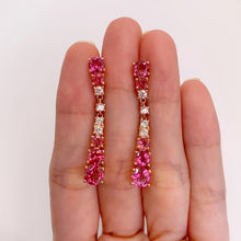 Load image into Gallery viewer, 6 mm. Round Cut Pink Brazilian Mystic Topaz with Cz Accents Drop Earrings (Blemished)
