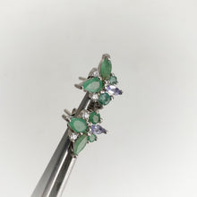 Load image into Gallery viewer, 3 x 5 mm. Pear Cut Green Brazilian Emerald and Tanzanite with Cz Accents Earrings
