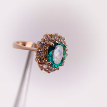 Load image into Gallery viewer, 6 x 8  mm. Oval Cut Green Brazilian Mystic Topaz with Cz Accents Ring
