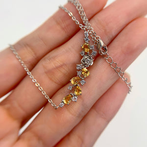 3 x 4 mm. Pear Cut Yellow Brazilian Citrine with Cz Accents Necklace