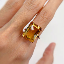 Load image into Gallery viewer, Handmade 12 x 16 mm. Octagon with Checkerboard Cut Yellow Brazilian Citrine Ring
