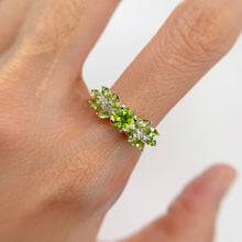 Load image into Gallery viewer, 5 mm. Round Cut Green Pakistani Peridot Cluster Ring

