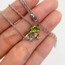 Load image into Gallery viewer, 5 x 7 mm. Oval Cut Green Pakistani Peridot and Citrine with Cz Accents Cluster Necklace (Blemished)
