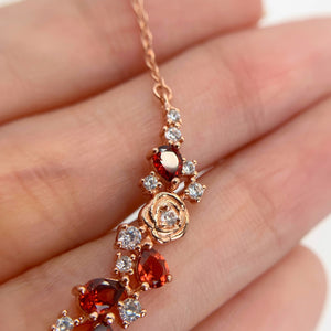3 x 4 mm. Pear Cut Red Purple African Garnet with Cz Accents Necklace (Blemished)