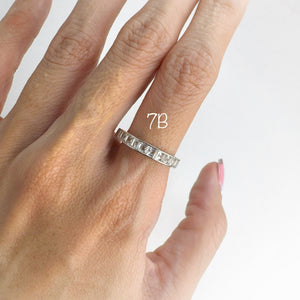 2.5 mm. Square Cut White Brazilian Topaz Half Eternity Ring
