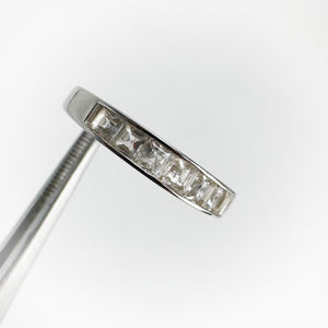 2.5 mm. Square Cut White Brazilian Topaz Half Eternity Ring