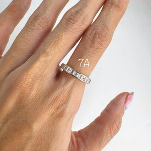 2.5 mm. Square Cut White Brazilian Topaz Half Eternity Ring