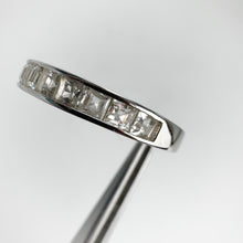 Load image into Gallery viewer, 2.5 mm. Square Cut White Brazilian Topaz Half Eternity Ring
