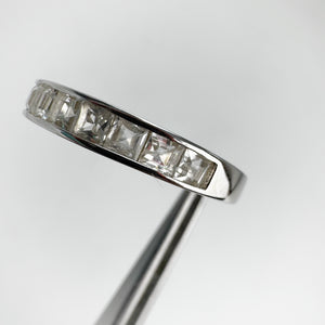 2.5 mm. Square Cut White Brazilian Topaz Half Eternity Ring