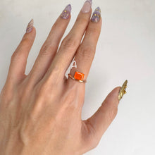 Load image into Gallery viewer, 6 x 8 mm. Octagon Cut Orange Ethiopian Opal Ring
