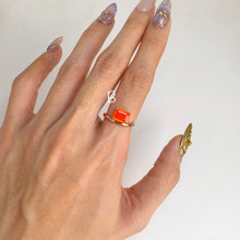 Load image into Gallery viewer, 6 x 8 mm. Octagon Cut Orange Ethiopian Opal Ring
