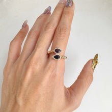Load image into Gallery viewer, 4 x 6 mm. Pear Cut Black Ethiopian Opal with Cz Halo Ring
