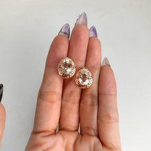 Load image into Gallery viewer, 7 x 9 mm. Oval Cut Yellow Brazilian Beryl with Cz Accents Earrings
