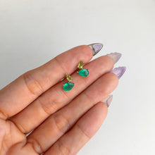 Load image into Gallery viewer, 5 x 7 mm. Pear Cut Green Botswana Agate and Peridot Cluster Earrings
