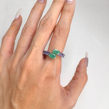 Load image into Gallery viewer, 5 x 7 mm. Oval Cut Green Brazilian Emerald and Tanzanite Cluster Ring (Blemished)
