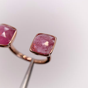 Handmade 8 mm. Freeform Rose-cut Pink Brazilian Tourmaline Open Ring
