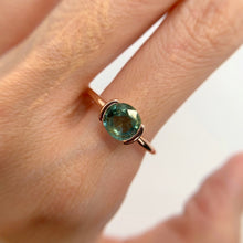 Load image into Gallery viewer, Handmade 7 x 8  mm. Oval Cut Blue Green Australian Sapphire Ring
