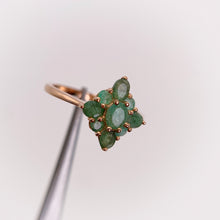 Load image into Gallery viewer, 4 x 5 mm. Oval Cut Green Brazilian Emerald Cluster Ring (Blemished)
