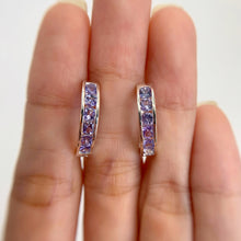 Load image into Gallery viewer, 3 mm. Round Cut Blue Violet Tanzanite Cluster Earrings
