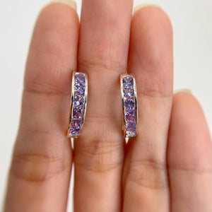 3 mm. Round Cut Blue Violet Tanzanite Cluster Earrings