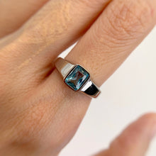 Load image into Gallery viewer, Handmade 5 x 7 mm. Scissor Cut Blue Cambodian Zircon Ring
