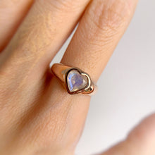 Load image into Gallery viewer, Handmade 7 mm. Heart Cut White Indian Moonstone Ring

