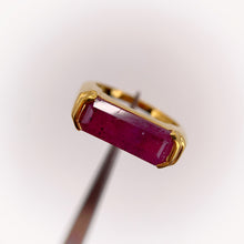 Load image into Gallery viewer, Handmade 6 x 14 mm. Octagon Cut Red Pink Tanzanian Ruby Ring (Blemished)

