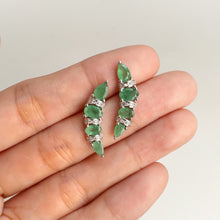 Load image into Gallery viewer, 4 x 6 mm. Oval Cut Green Brazilian Emerald with Cz Accents Earrings
