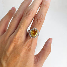 Load image into Gallery viewer, 9 x 11 mm. Oval Cut Yellow Brazilian Citrine with Cz Accents Ring
