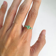 Load image into Gallery viewer, 4 x 6 mm. Oval Cut Green Brazilian Emerald Cluster Ring
