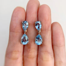 Load image into Gallery viewer, 7 x 9 mm. Pear Cut Sky Blue Brazilian Topaz Drop Earrings
