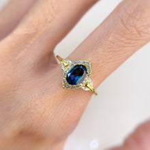 Load image into Gallery viewer, 5 x 7 mm. Oval Cut London Blue Brazilian Topaz with Cz Accents Ring
