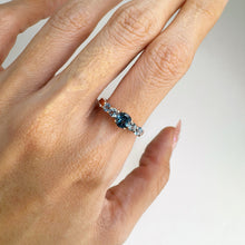 Load image into Gallery viewer, 5 mm. Round Cut London Blue Brazilian Topaz Cluster Ring
