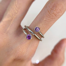 Load image into Gallery viewer, Handmade 4 mm. Round Cut Purple Brazilian Amethyst Ring
