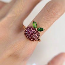 Load image into Gallery viewer, 2 mm. Round Cut Purple African Rhodolite Garnet and Chrome Diopside Apple Ring
