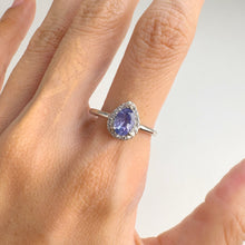 Load image into Gallery viewer, 5 x 7 mm. Oval Cut Blue Violet Tanzanite with Cz Accents Ring (Blemished)
