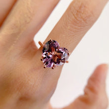 Load image into Gallery viewer, Handmade 12 mm. Heart Cut Purple Brazilian Amethyst Ring
