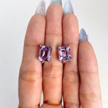 Load image into Gallery viewer, 8 x 10 mm. Octagon Cut Purple Brazilian Amethyst Earrings
