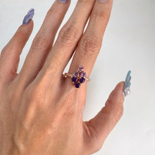 Load image into Gallery viewer, 4 mm. Round Cut Purple Brazilian Amethyst with Cz Band Cluster Ring
