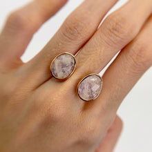 Load image into Gallery viewer, Handmade 11 x 14 mm. Freeform Rose-cut  White Indian Moonstone Open Ring
