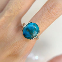 Load image into Gallery viewer, Handmade 11 x 14 mm. Oval Cabochon Blue American Turquoise Ring
