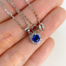 Load image into Gallery viewer, 5 mm. Round Cut Blue Nepalese Kyanite with Cz Accents Pendant and Necklace
