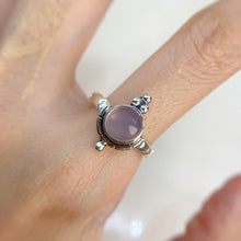Load image into Gallery viewer, Handmade 8 mm. Round Cabochon Pink Madagascan Rose Quartz Ring (Blemished)
