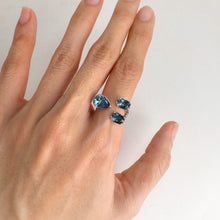 Load image into Gallery viewer, 6 x 9 mm. Pear Cut London Blue Brazilian Topaz Open Ring
