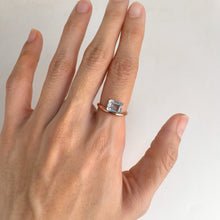 Load image into Gallery viewer, 6 x 8 mm. Octagon Cut Blue Brazilian Topaz Ring
