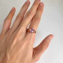 Load image into Gallery viewer, 7 x 9 mm. Oval Cut Pink Brazilian Mystic Topaz with Cz Accents Ring
