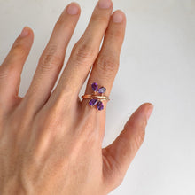 Load image into Gallery viewer, 4 x 6 mm. Pear Cut Purple Brazilian Amethyst Cluster Ring
