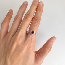 Load image into Gallery viewer, 6 mm. Heart Cut Red Mozambican Garnet with Cz Halo Ring
