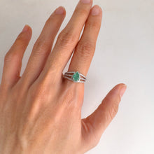 Load image into Gallery viewer, 5 x 7 mm. Pear Cut Green Zambian Emerald with Cz Halo Ring
