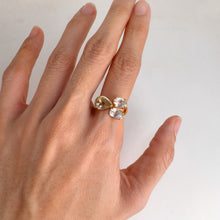 Load image into Gallery viewer, 6 x 8 mm. Pear Cut Yellow Brazilian Beryl and Zircon Open Ring

